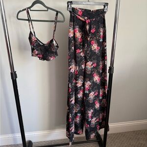 Nasty Gal Black and Pink Floral Set